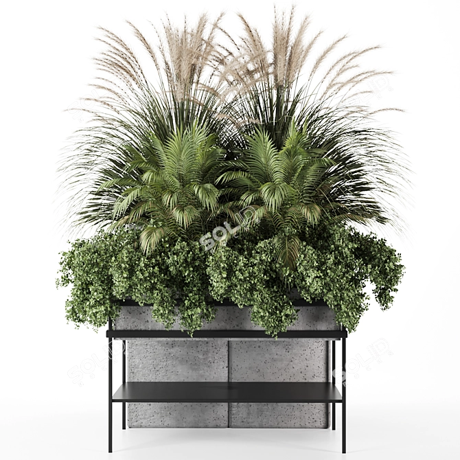 Concreted Box Set with Outdoor Plants 3D model image 2