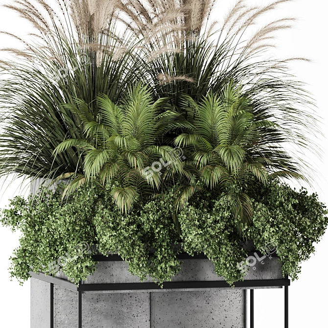 Concreted Box Set with Outdoor Plants 3D model image 3