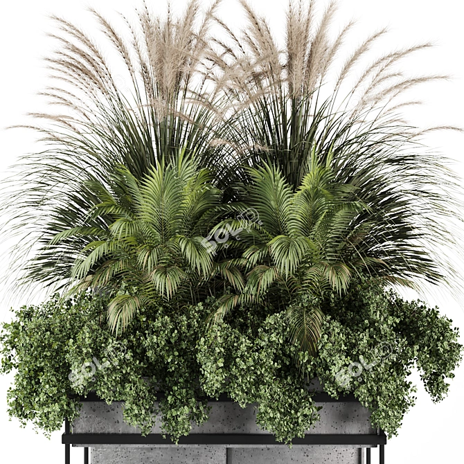 Concreted Box Set with Outdoor Plants 3D model image 4