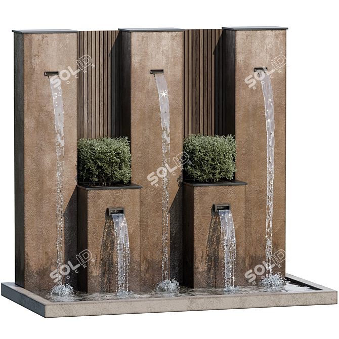 Elegant Waterfall Fountains Cascade Design 3D model image 2