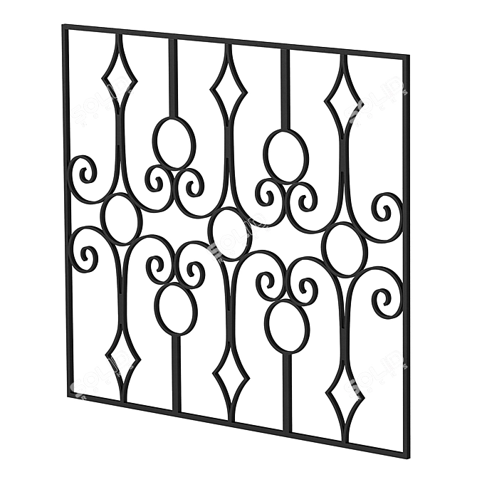 Ornate Wrought Iron Fence Kit 3D model image 5