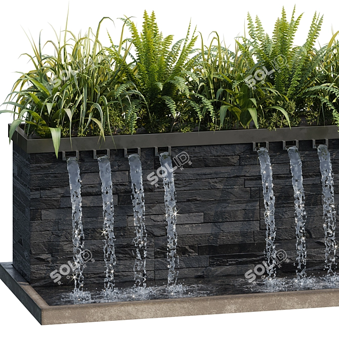 Flowing Water Fountain Sculpture 3D model image 2