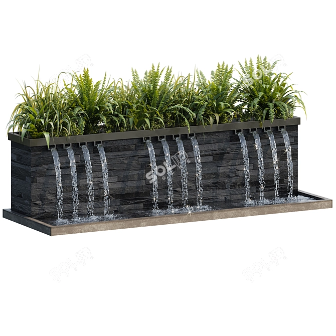 Flowing Water Fountain Sculpture 3D model image 5