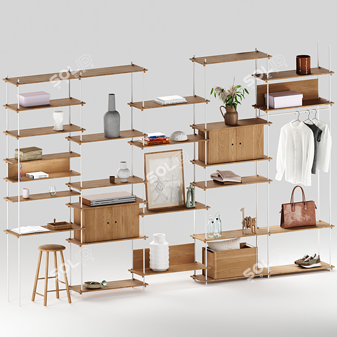 Customizable Floor Standing Shelving System 3D model image 5