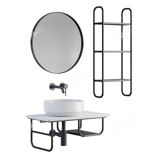 Modern Bathroom Furniture Set Uno 3D model image 1