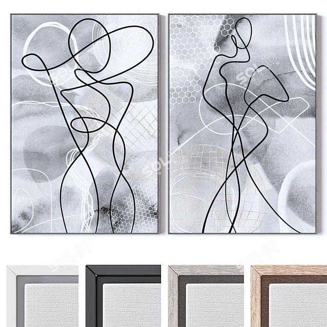 Modern Large Wall Art Set 3D model image 1