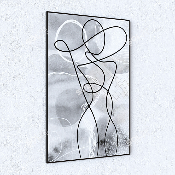 Modern Large Wall Art Set 3D model image 4