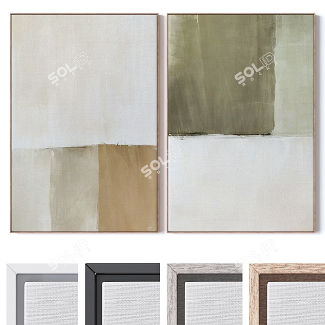 UV-Textured Wall Art Set 3D model image 1