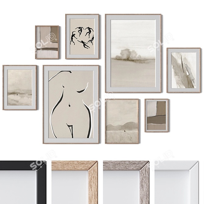 Wall Art Set with Versatile Frames 3D model image 1