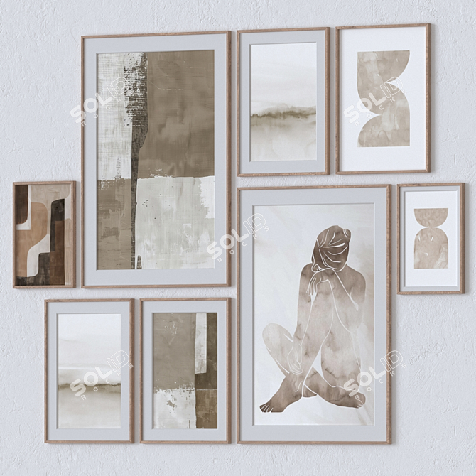 Multi-sized Frames with Wood Textures 3D model image 3