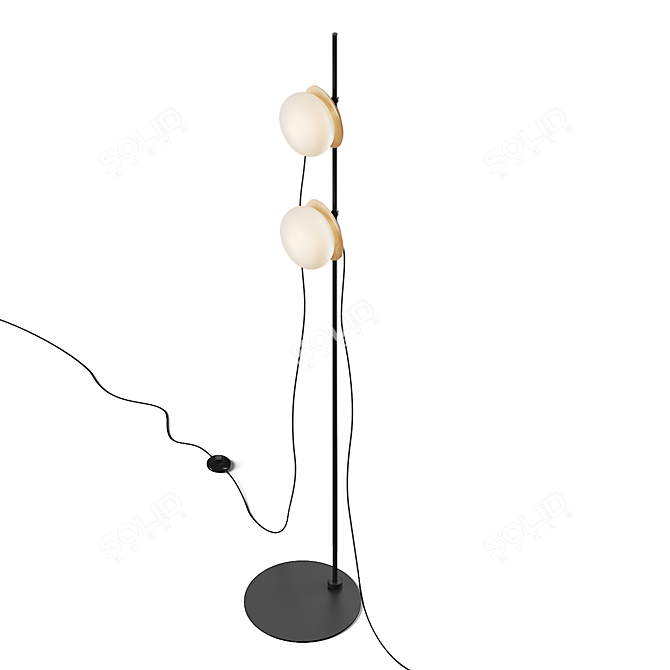 Adjustable Blown Glass Floor Lamp 3D model image 4