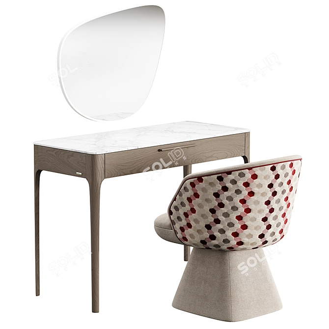 Modern Vanity Table Chair Set 3D model image 1