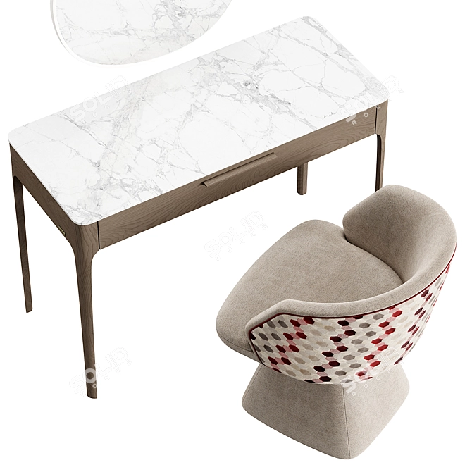 Modern Vanity Table Chair Set 3D model image 4