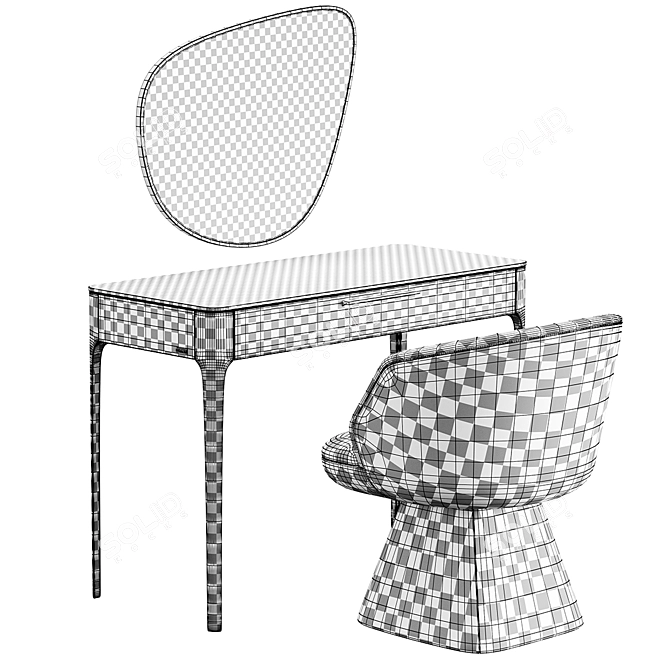 Modern Vanity Table Chair Set 3D model image 5