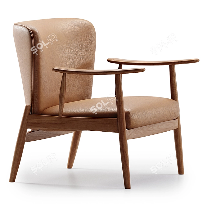 Luxury Troubadour Saddle Leather Armchair 3D model image 2