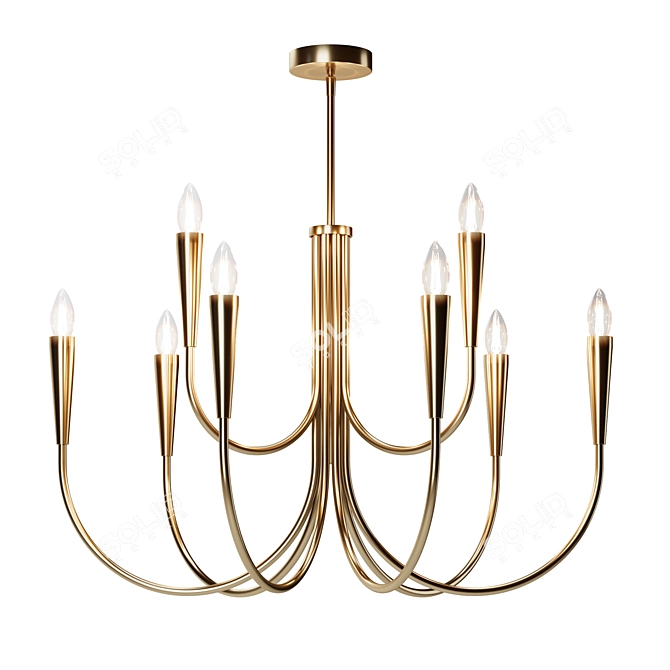 Elegant Brass Ceiling Lamp 3D model image 2