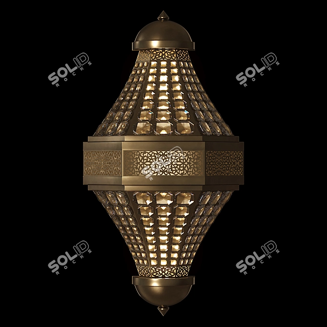 Moroccan Brass Wall Lamp 3D model image 2