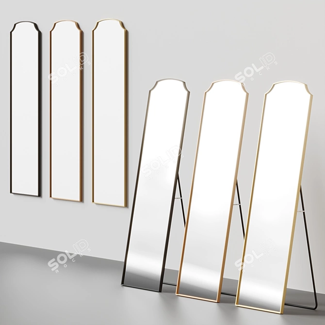 Elegantly Styled Wrought Iron Mirror 3D model image 6