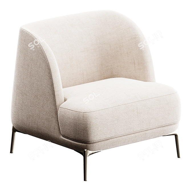 Elegant Velvet Lounge Chair 3D model image 1