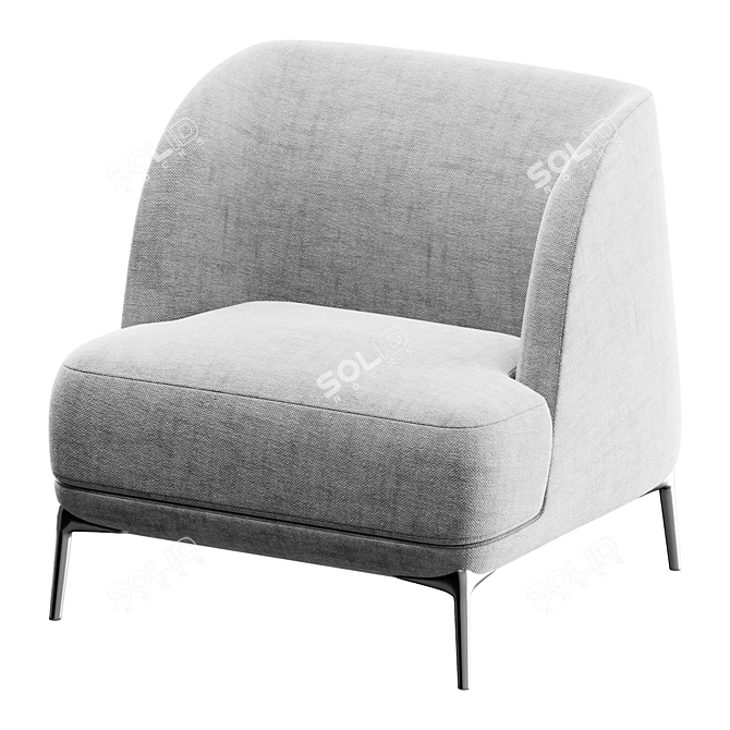 Elegant Velvet Lounge Chair 3D model image 2