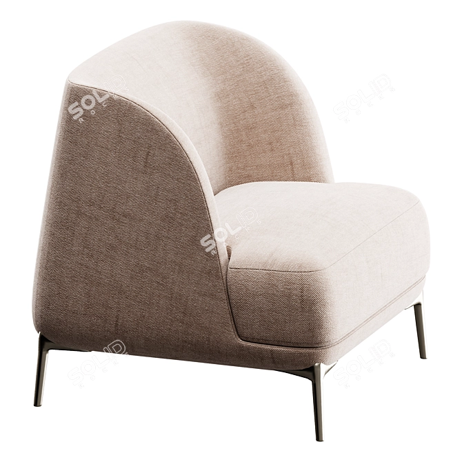 Elegant Velvet Lounge Chair 3D model image 3