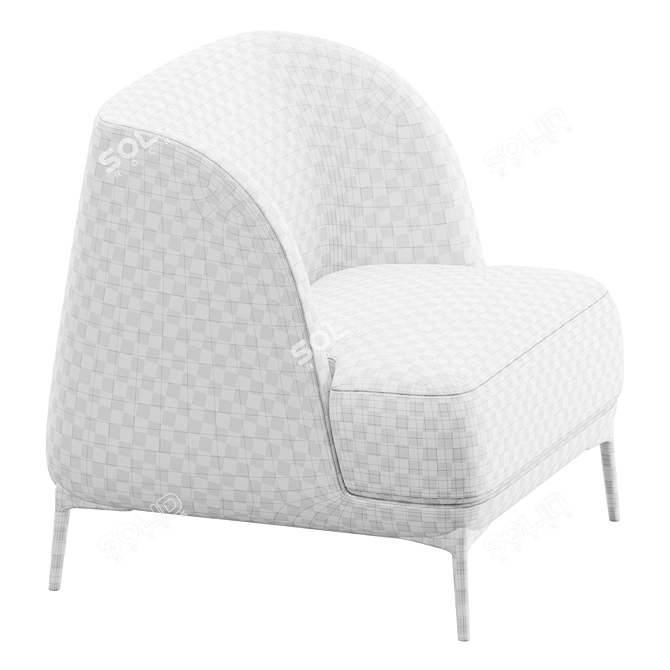 Elegant Velvet Lounge Chair 3D model image 4