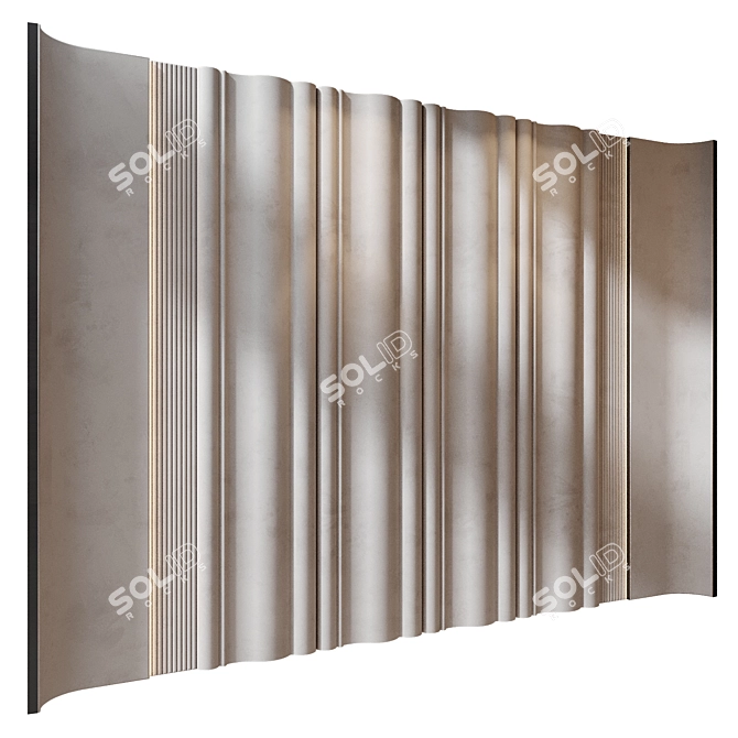 Modern Wood Fabric Wall Panels 3D model image 2