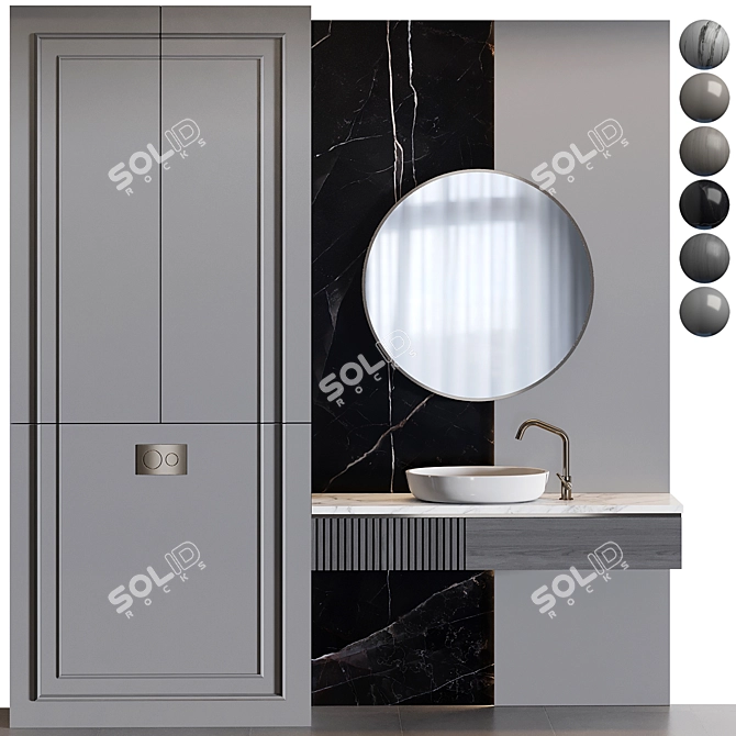 Modern Bathroom Furniture Collection 3D model image 2