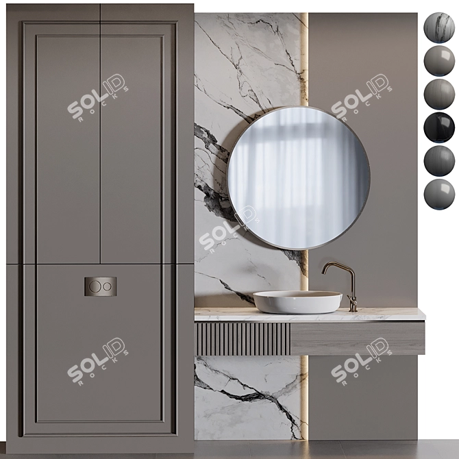 Modern Bathroom Furniture Collection 3D model image 3