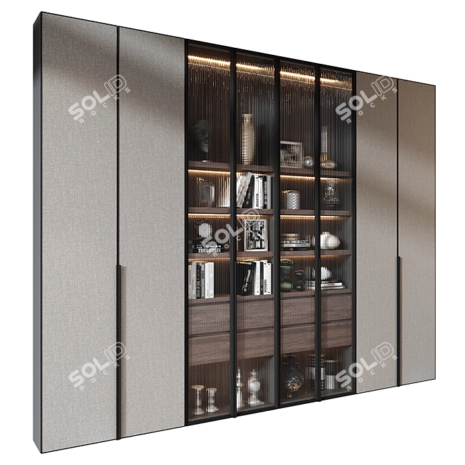 Modern Wardrobe Set 2850mm Height 3D model image 2