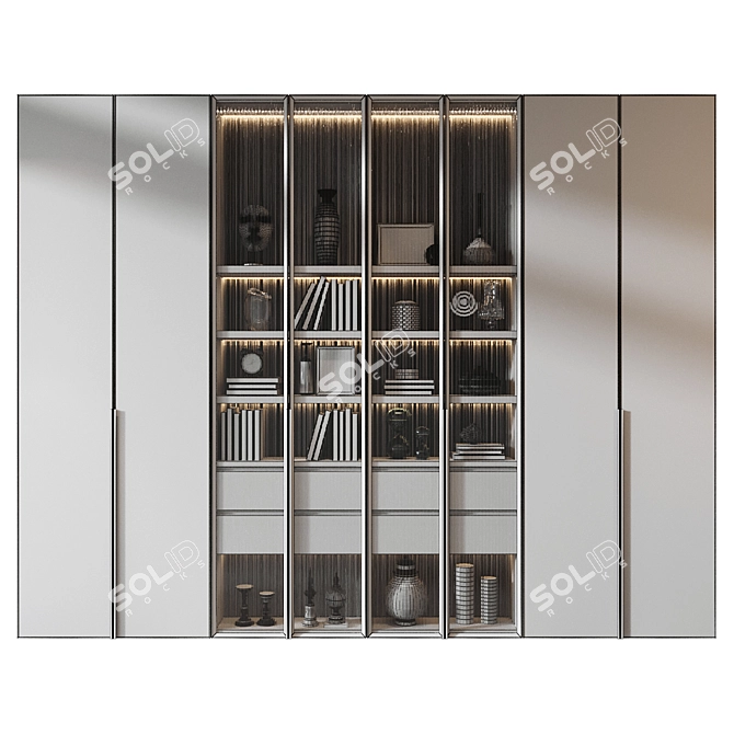 Modern Wardrobe Set 2850mm Height 3D model image 3