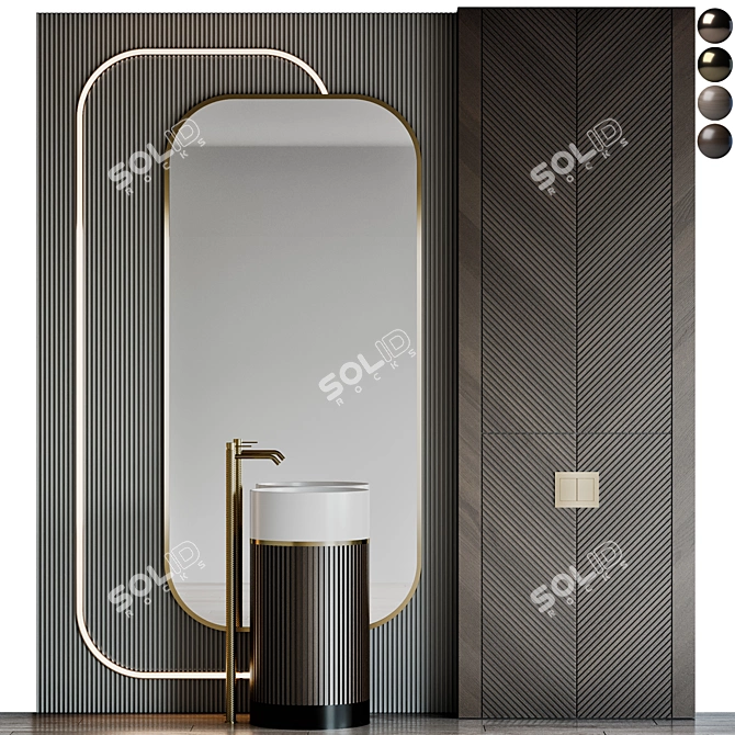 Modern Bathroom Furniture Set With Gessi Faucet 3D model image 1