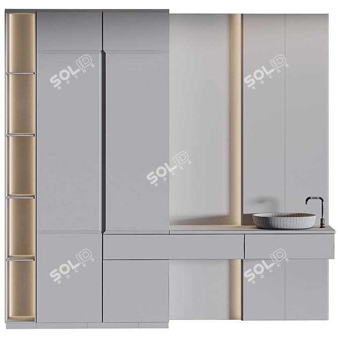 Modern Bathroom Furniture Collection 3D model image 4