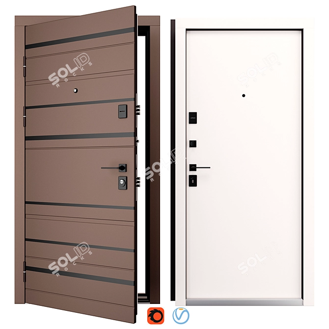 Harmonia Metal Door Set 3D model image 1
