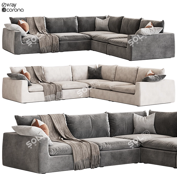 Dawson Grey Cream Sectional Sofa 3D model image 1