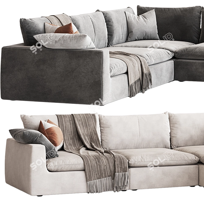 Dawson Grey Cream Sectional Sofa 3D model image 3