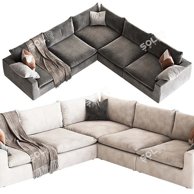 Dawson Grey Cream Sectional Sofa 3D model image 4