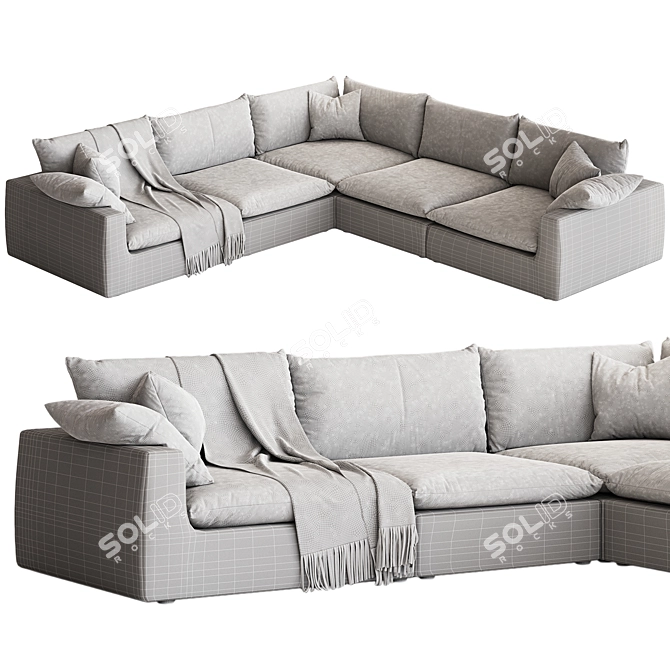 Dawson Grey Cream Sectional Sofa 3D model image 5