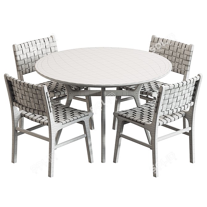 Safavieh Taika Woven Leather & Ash Dining Set 3D model image 5