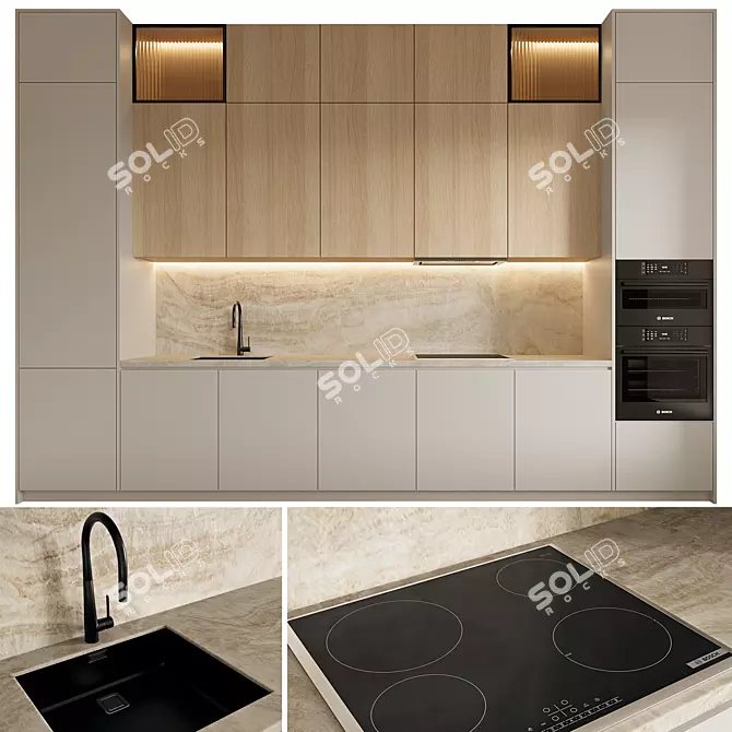 Modern Kitchen 3D Model Download 3D model image 1