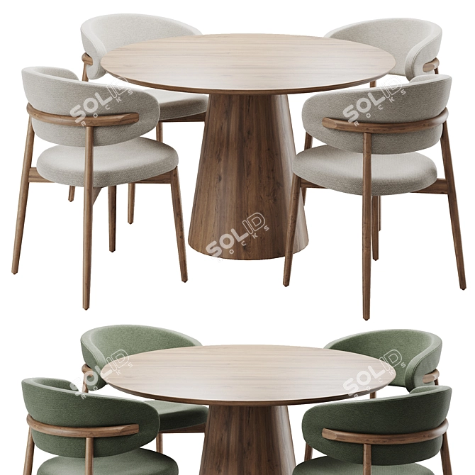 Elegant Modern Dinning Chair Set 3D model image 1