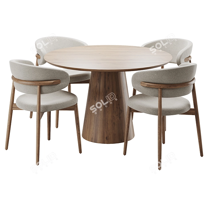 Elegant Modern Dinning Chair Set 3D model image 2