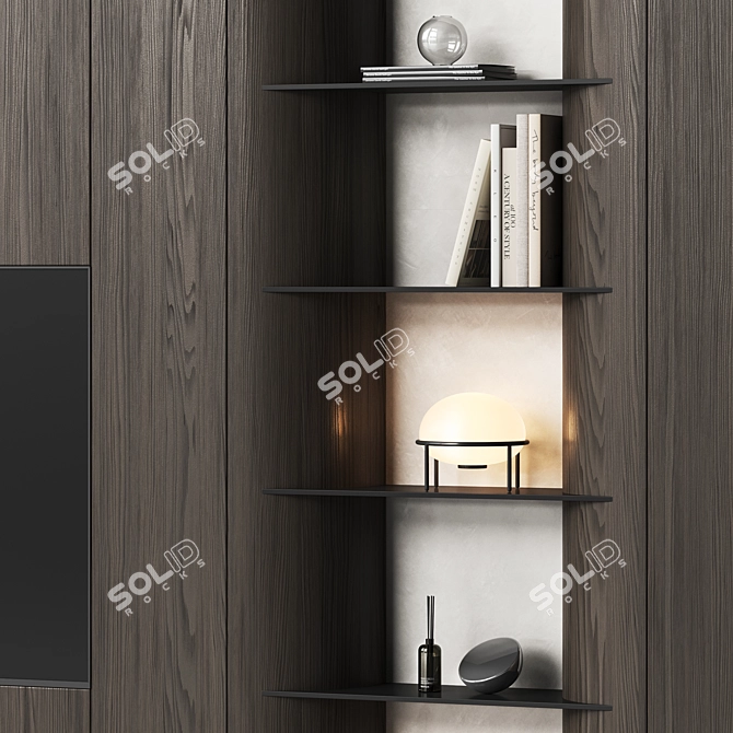 Modern TV Wall Unit with Rounded Corners 3D model image 2