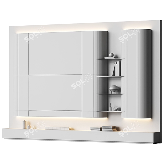 Modern TV Wall Unit with Rounded Corners 3D model image 6