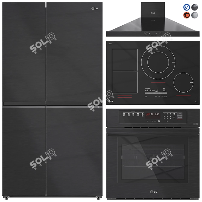 LG Kitchen Appliance Collection Set 3D model image 1