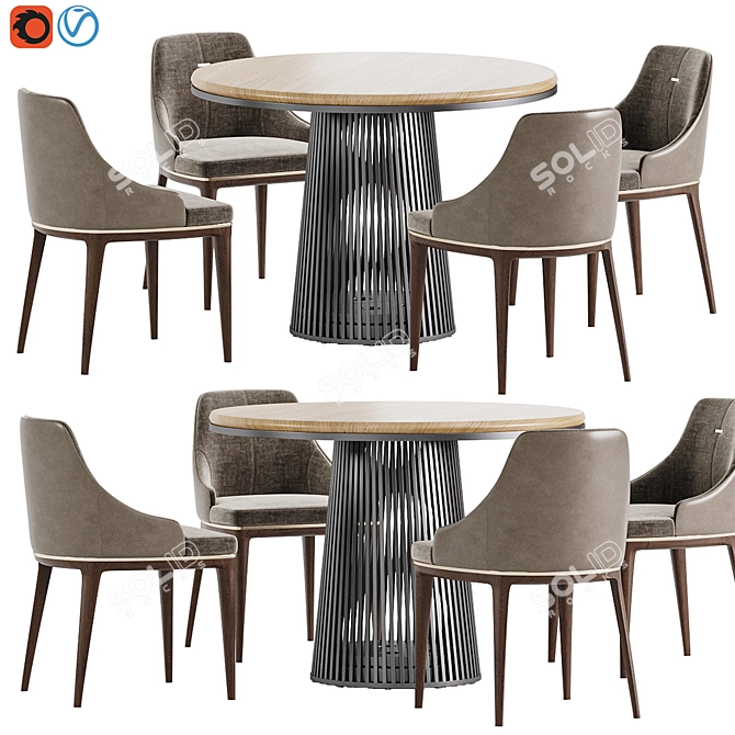 Modern Dining Set: Alaton Chair & Grid Table 3D model image 1