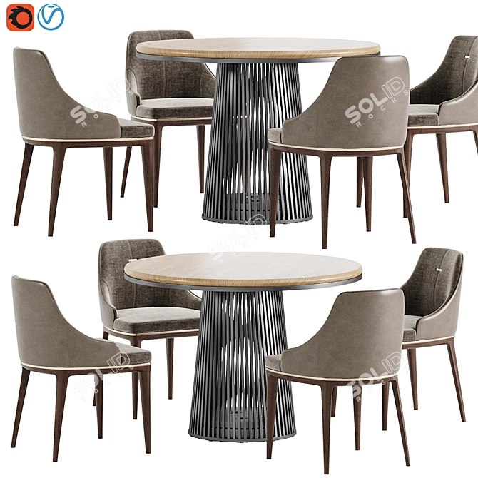 Modern Dining Set: Alaton Chair & Grid Table 3D model image 4