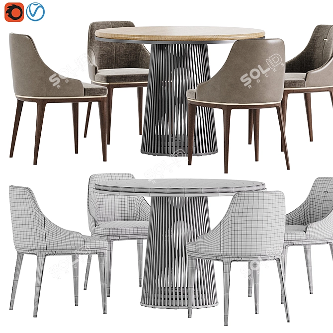 Modern Dining Set: Alaton Chair & Grid Table 3D model image 5