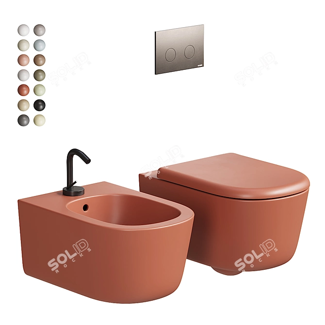 Ceramica Globo Lalita Bathroom Set 3D model image 1