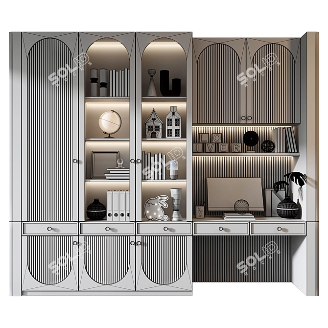 Modern Bookshelf Composition - GHS-2589 3D model image 3